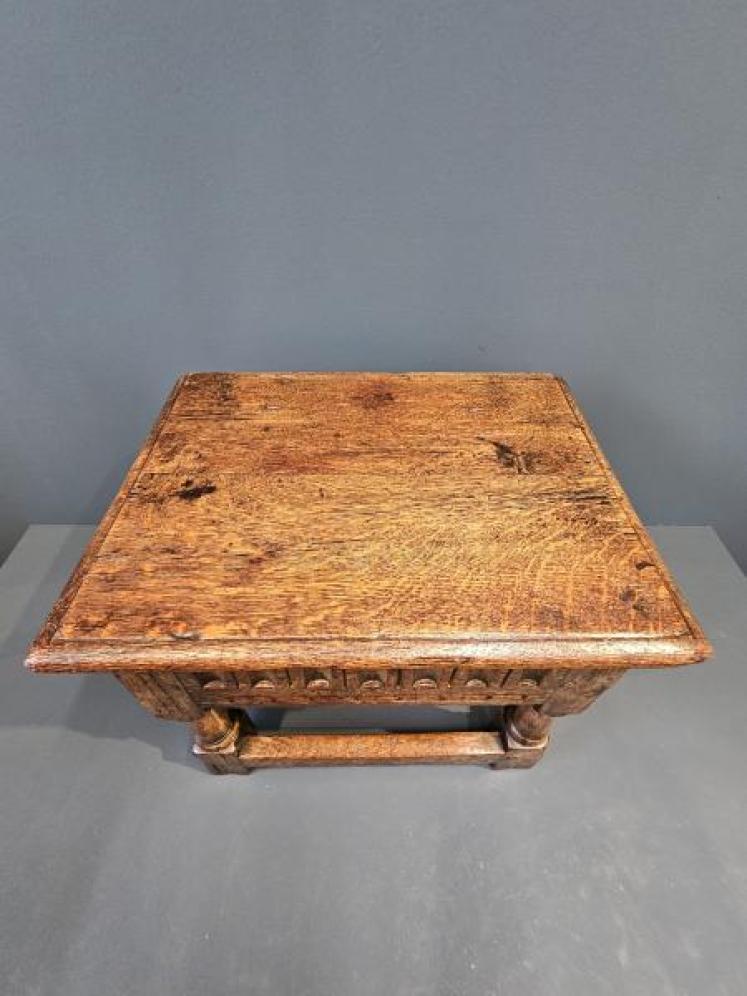 Georgian Carved Oak Box Stool  - Image 5