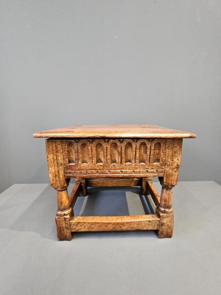 Georgian Carved Oak Box Stool  - Image 6