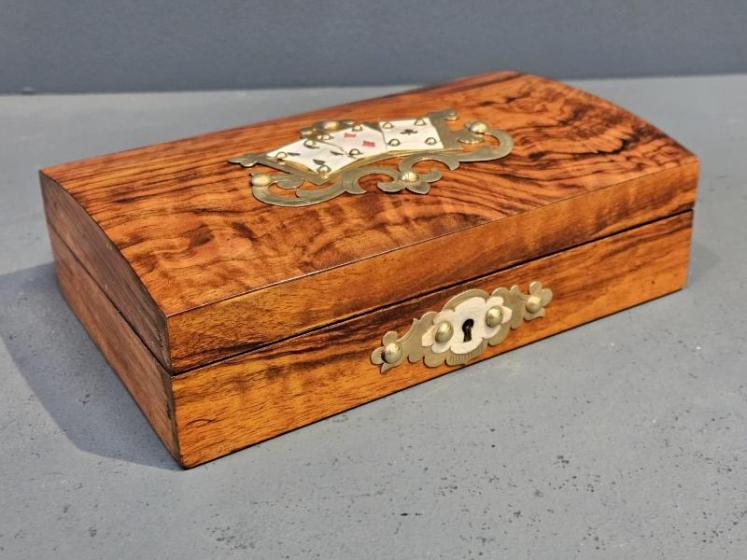 Victorian Walnut Card Box - Image 2