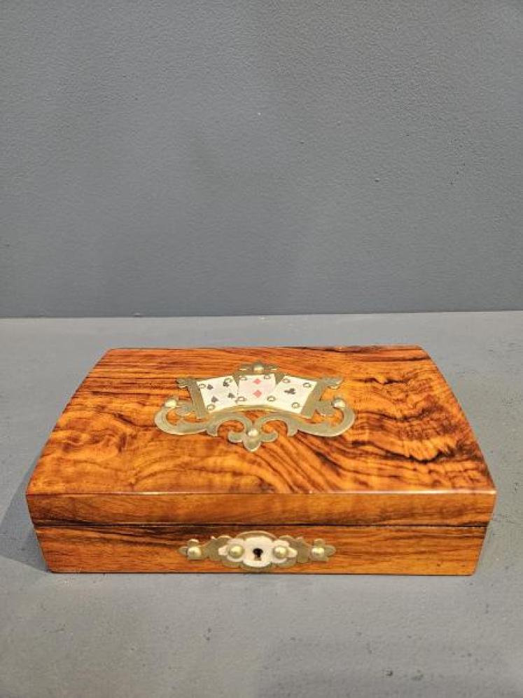 Victorian Walnut Card Box - Image 3