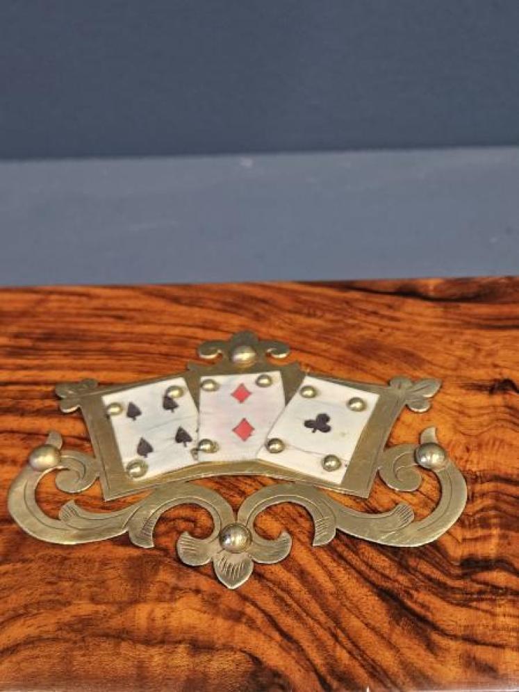Victorian Walnut Card Box - Image 4