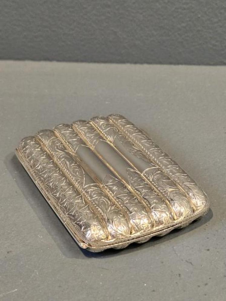 Edwardian Chased Cast Silver Cheroot Case - Image 1