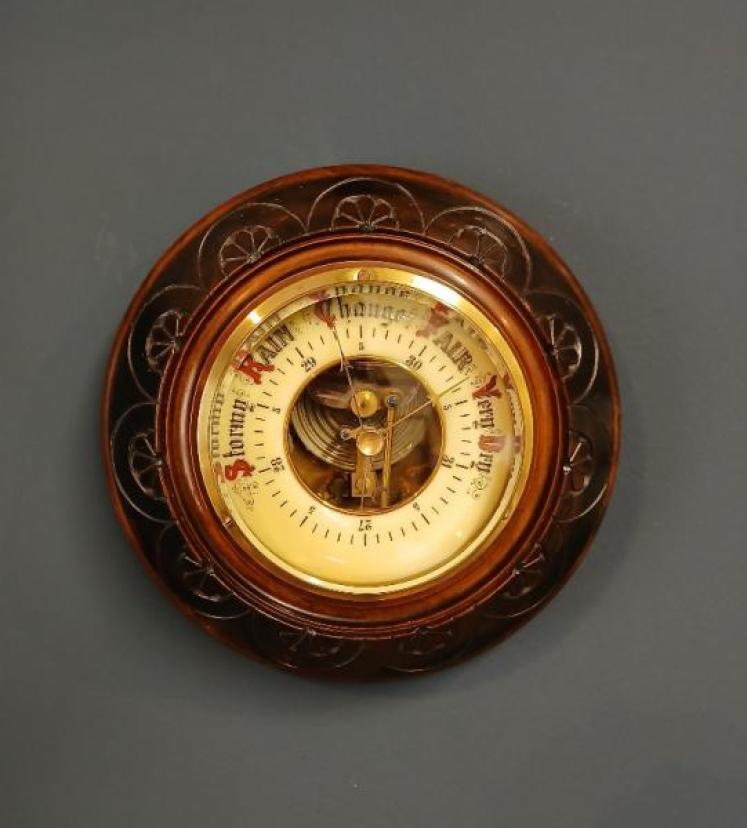 Victorian Solid Walnut Aneroid Barometer - Image 1