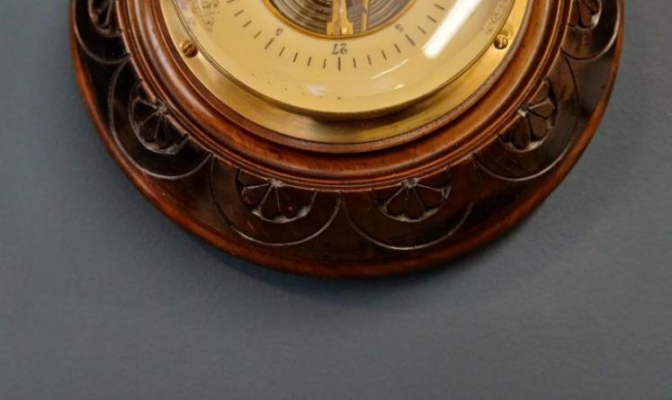 Victorian Solid Walnut Aneroid Barometer - Image 5