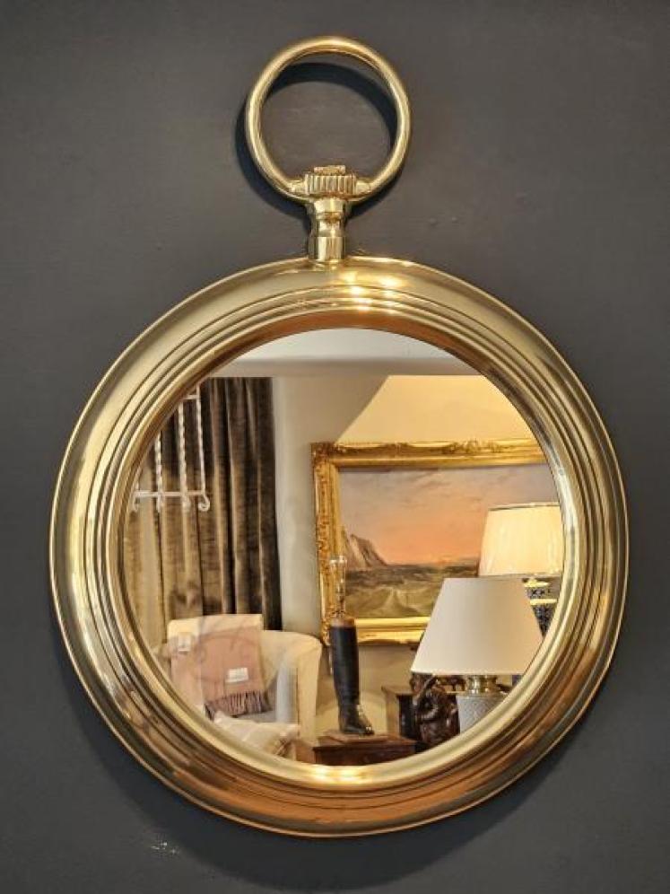 Late Victorian Brass Pocket Watch Mirror - Image 1