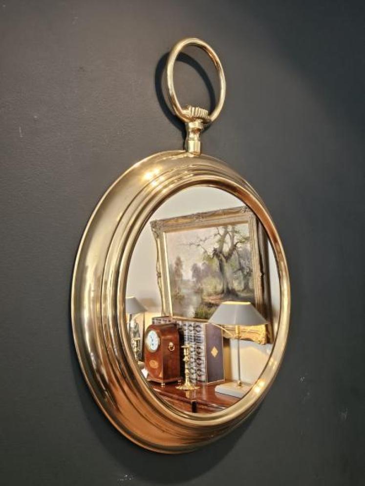 Late Victorian Brass Pocket Watch Mirror - Image 2