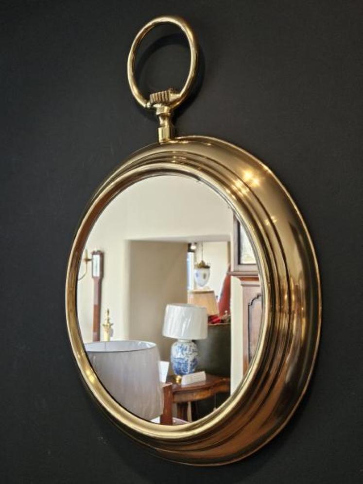 Late Victorian Brass Pocket Watch Mirror - Image 7