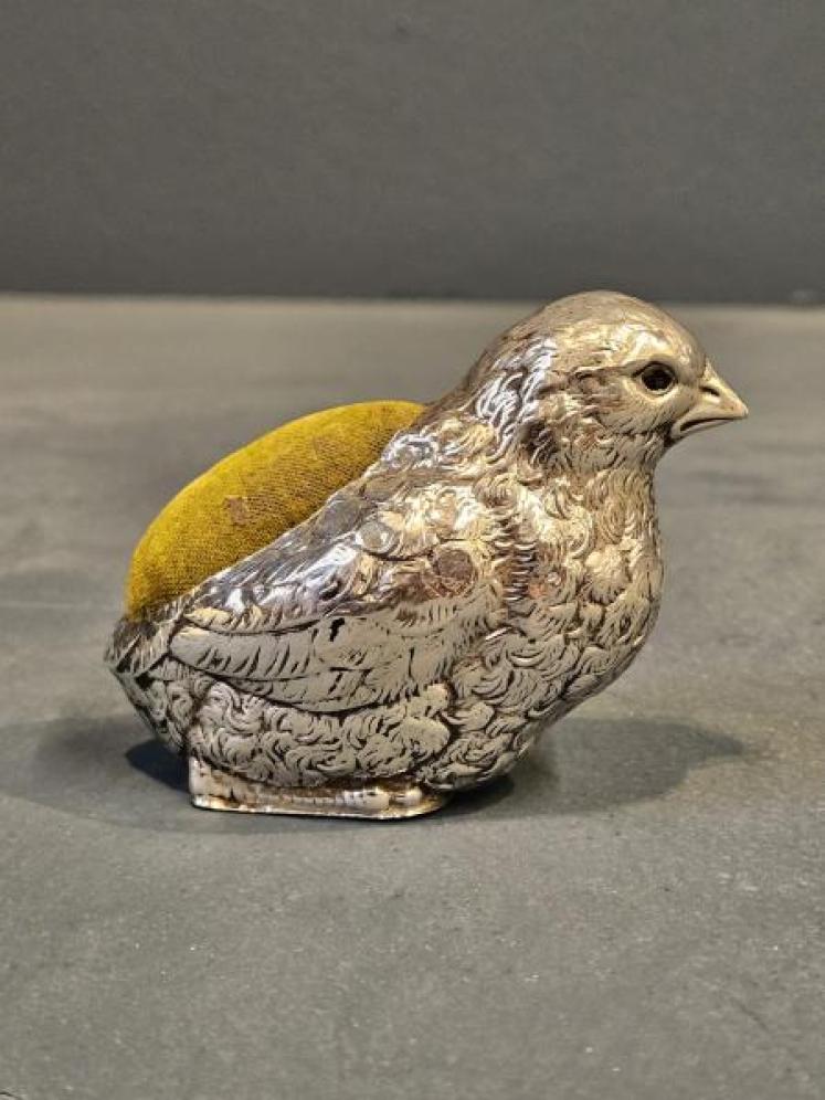 Large George V Silver Chick Pin Cushion - Image 1