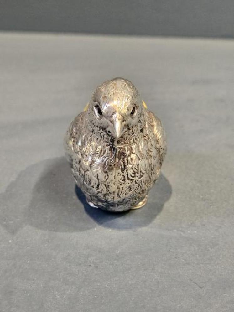 Large George V Silver Chick Pin Cushion - Image 2