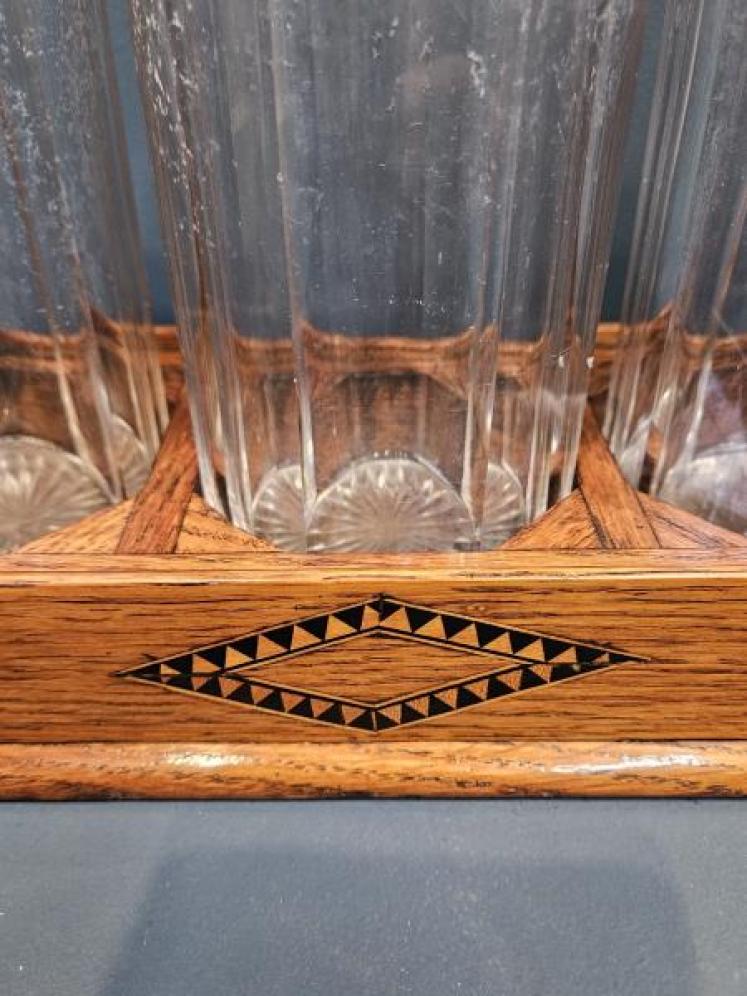 Victorian Oak 3 Bottle Tantalus - Image 4