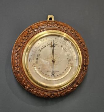 Negretti & Zambra 14" Oak Leaf Border Barometer