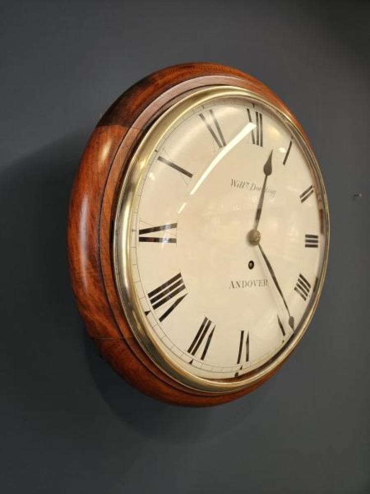 Victorian Mahogany 8 Day Convex Dial Fusee Wall Clock - Image 3
