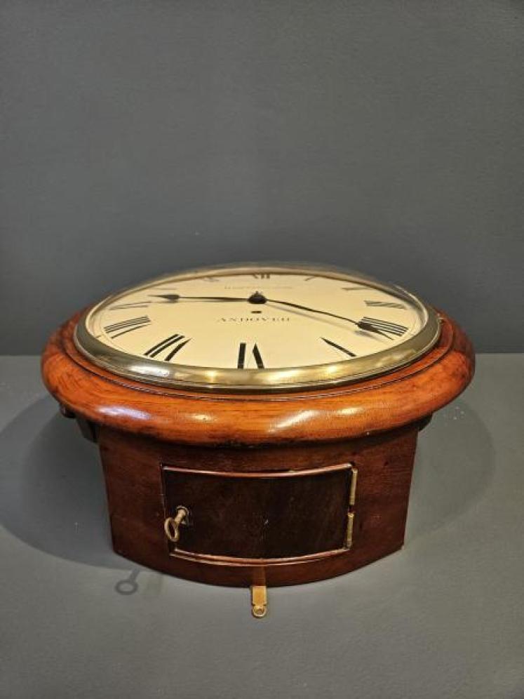 Victorian Mahogany 8 Day Convex Dial Fusee Wall Clock - Image 6
