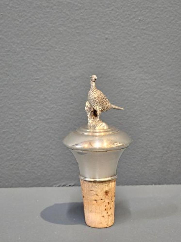 Silver Grouse Topped Bottle Cork - Image 2