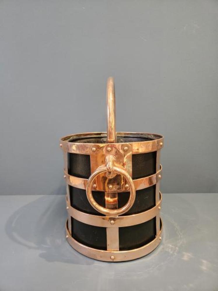 Superb Arts & Crafts Coal Bucket in Copper Cradle - Image 2
