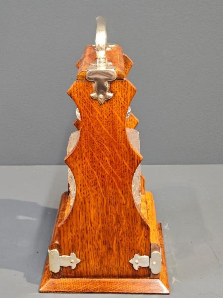 Victorian Oak Single Bottle Tantalus - Image 6