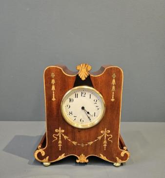 Superb Edwardian Inlaid Mahogany Mantel Clock