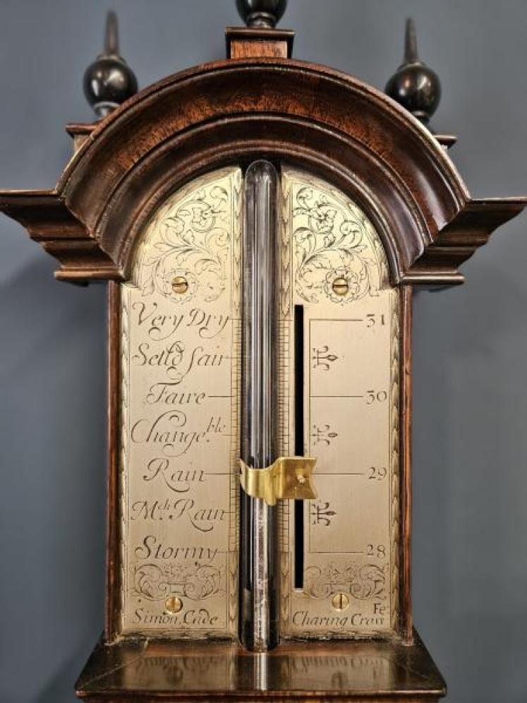 Early George II Stick Barometer by Simon Cade, Charring Cross - Image 6