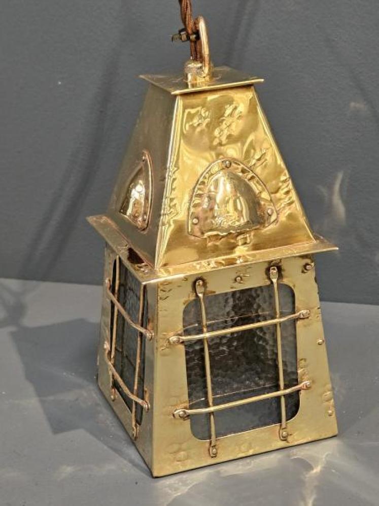 Edwardian Arts & Crafts Brass Lantern - Image 3