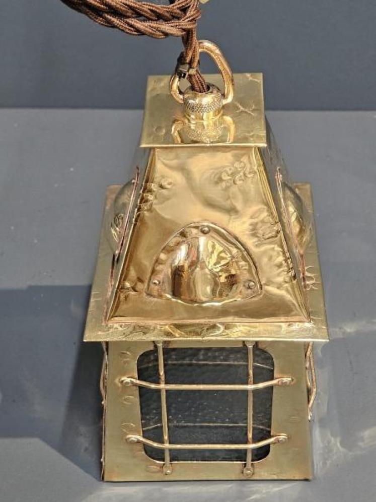 Edwardian Arts & Crafts Brass Lantern - Image 4