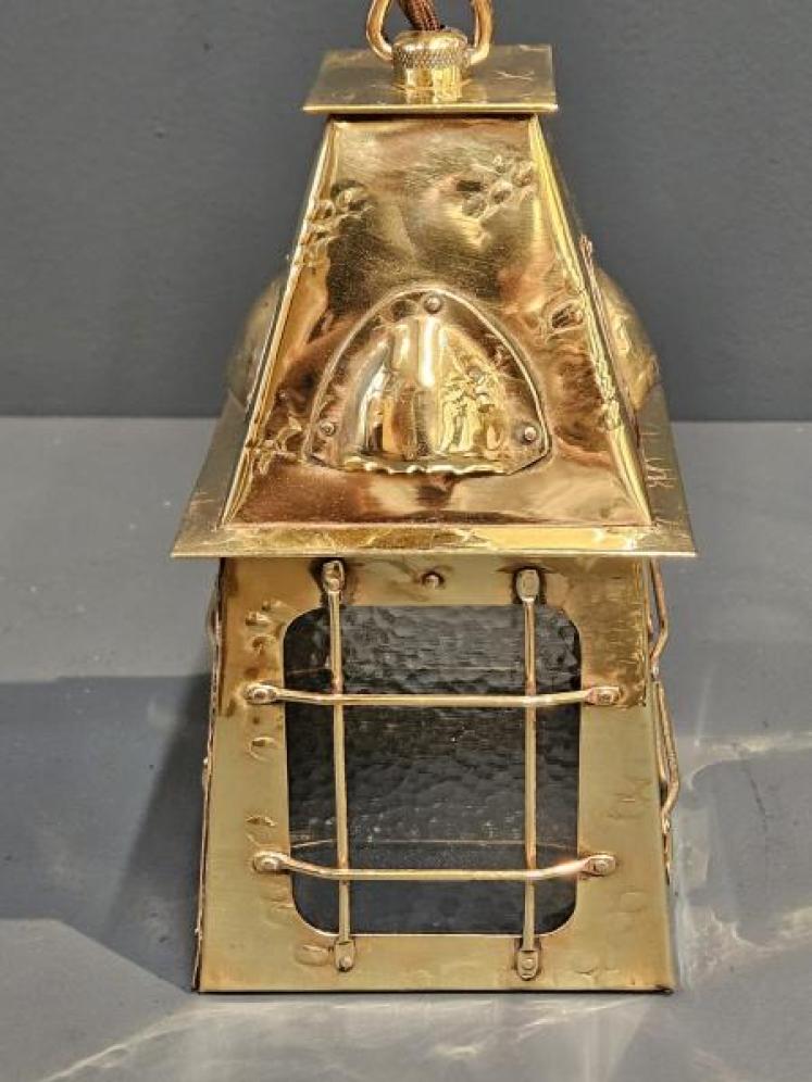 Edwardian Arts & Crafts Brass Lantern - Image 5