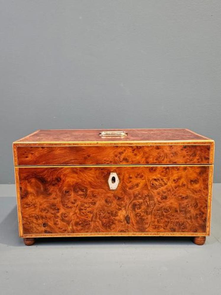 Superb Georgian Burr Yew Tea Caddy - Image 2