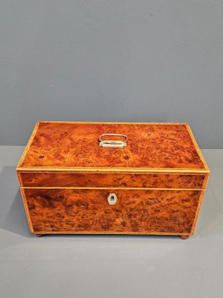Superb Georgian Burr Yew Tea Caddy - Image 4