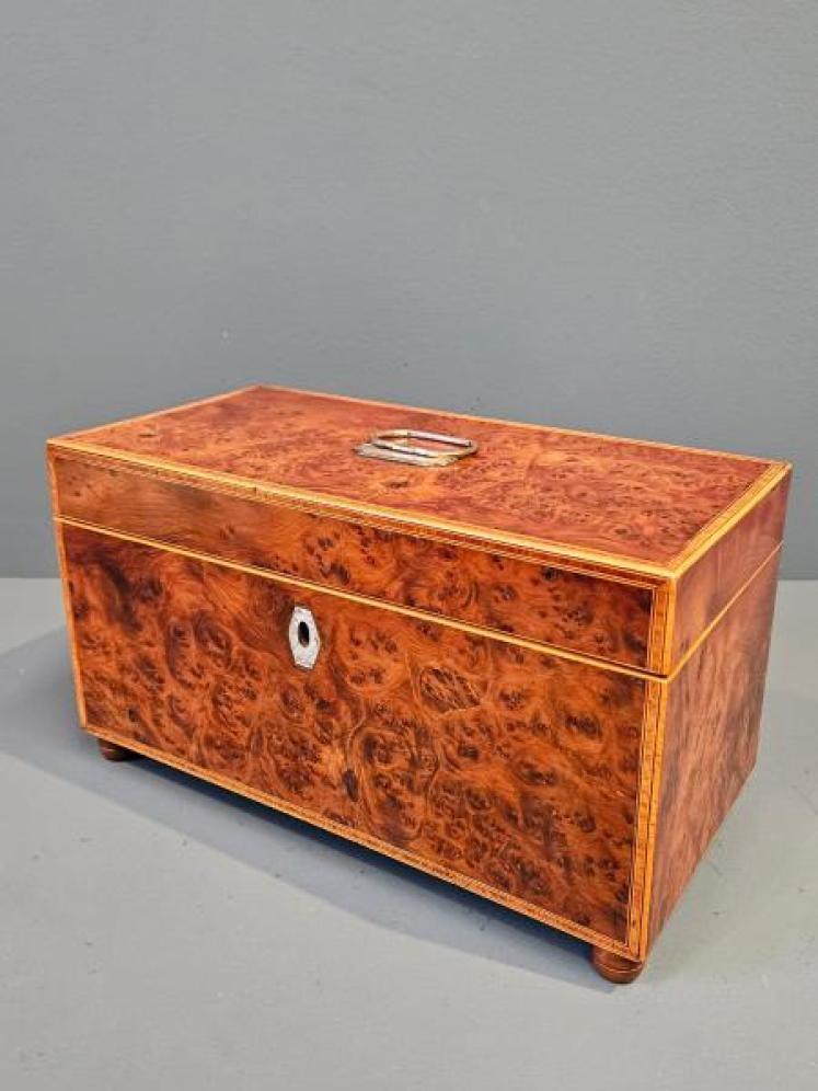 Superb Georgian Burr Yew Tea Caddy - Image 5