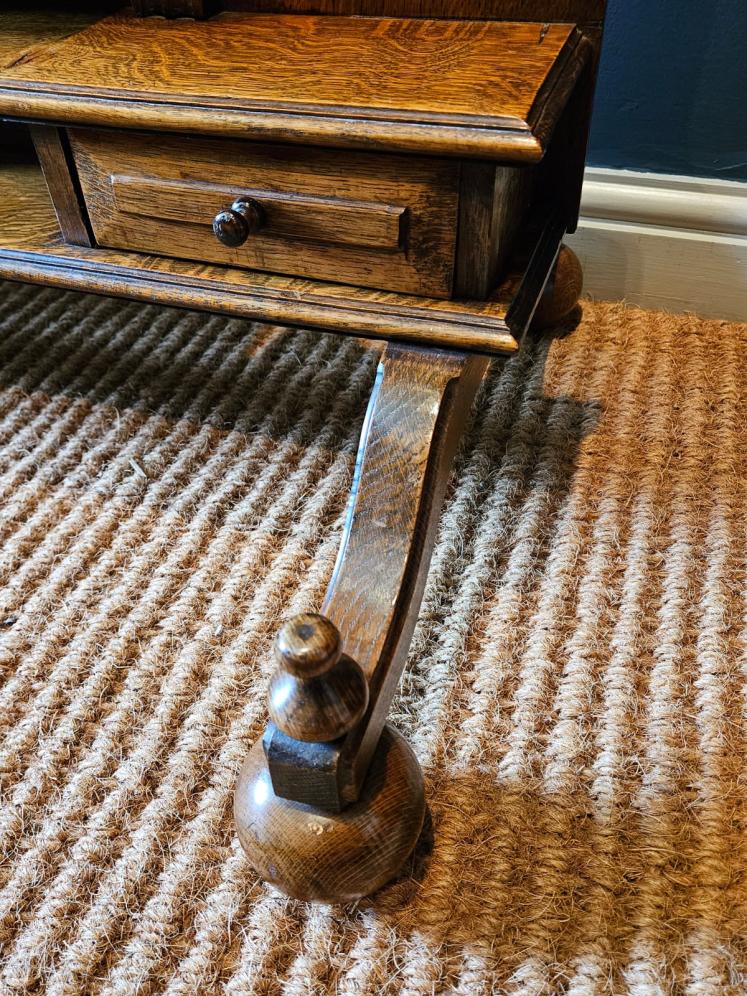 Unusual Edwardian Oak Cheval Mirror - Image 7