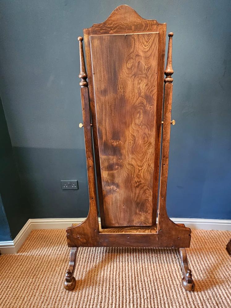 Unusual Edwardian Oak Cheval Mirror - Image 4