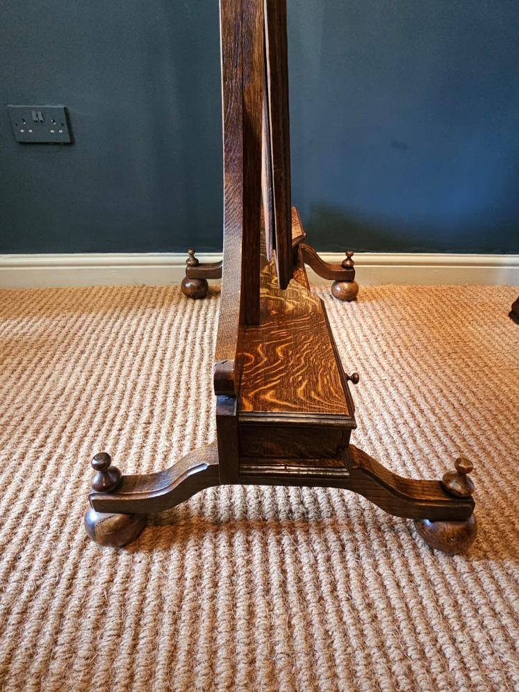 Unusual Edwardian Oak Cheval Mirror - Image 2
