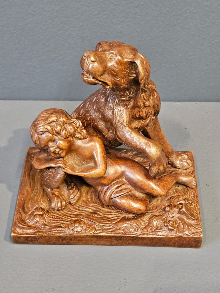 Bronze Figure of Dog and Child   - Image 4
