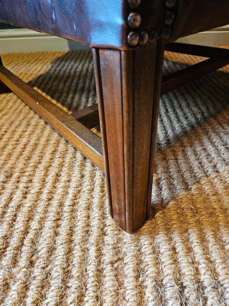 1930's Wing Back Brown Leather Arm Chair  - Image 4