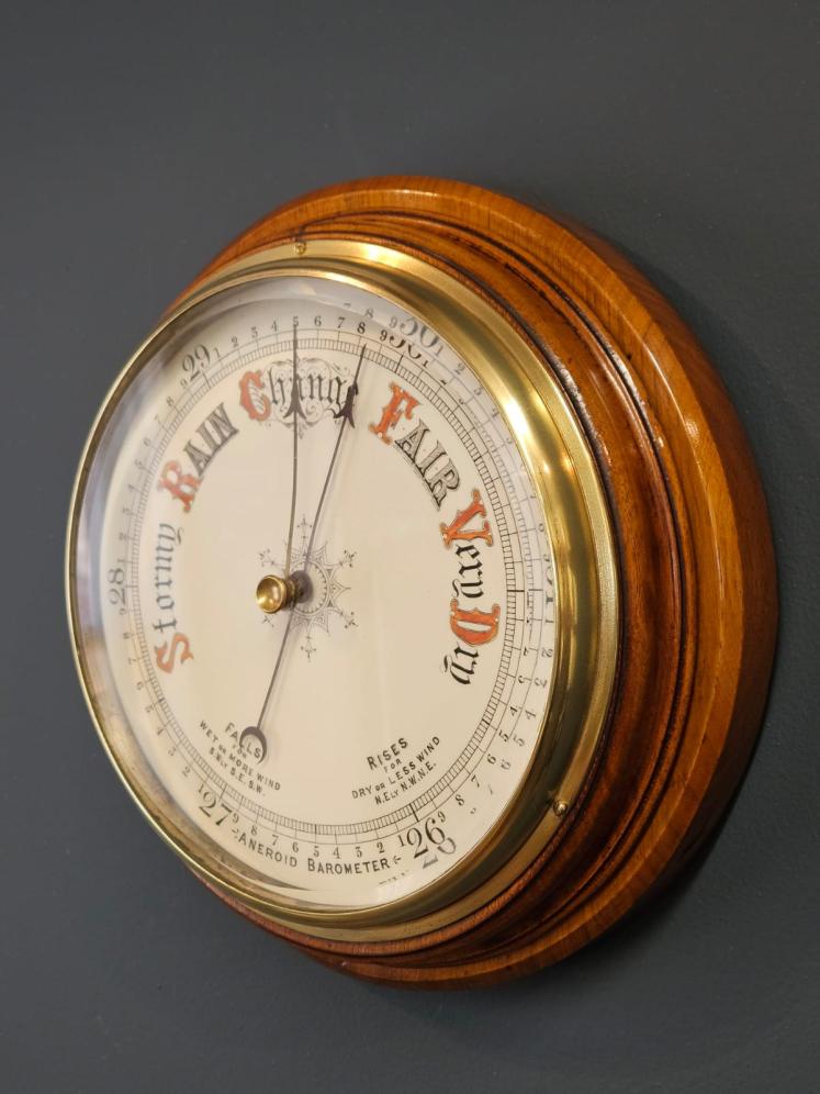 Victorian Walnut Barometer with Porcelain Dial - Image 5