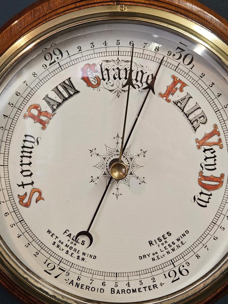 Victorian Walnut Barometer with Porcelain Dial - Image 4