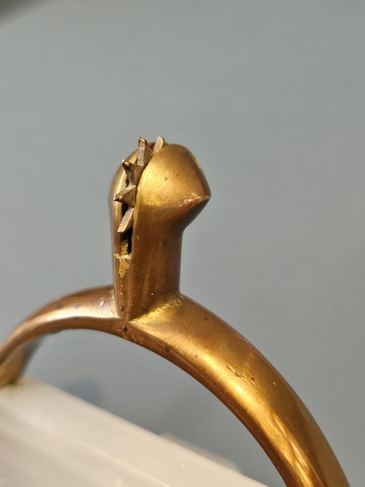 Unusual Bronze, Silver and Marble Riding Stirrup Calling Card Holder  - Image 4