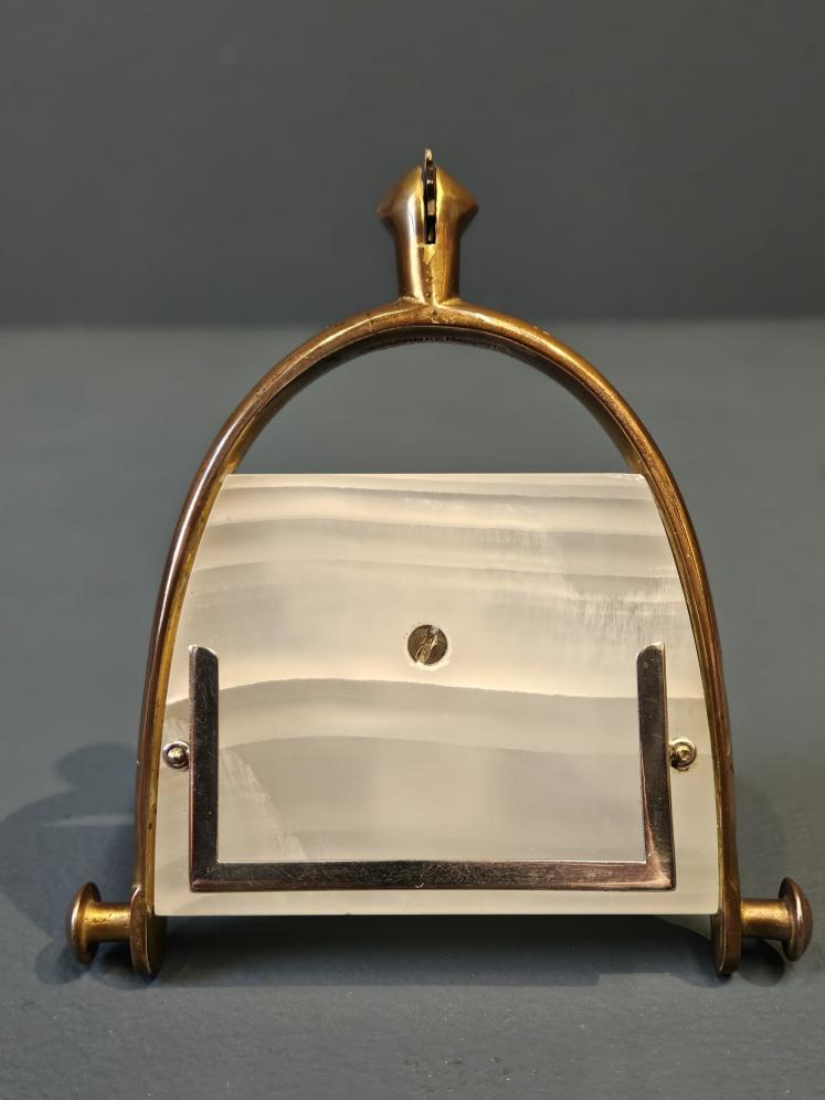 Unusual Bronze, Silver and Marble Riding Stirrup Calling Card Holder  - Image 2