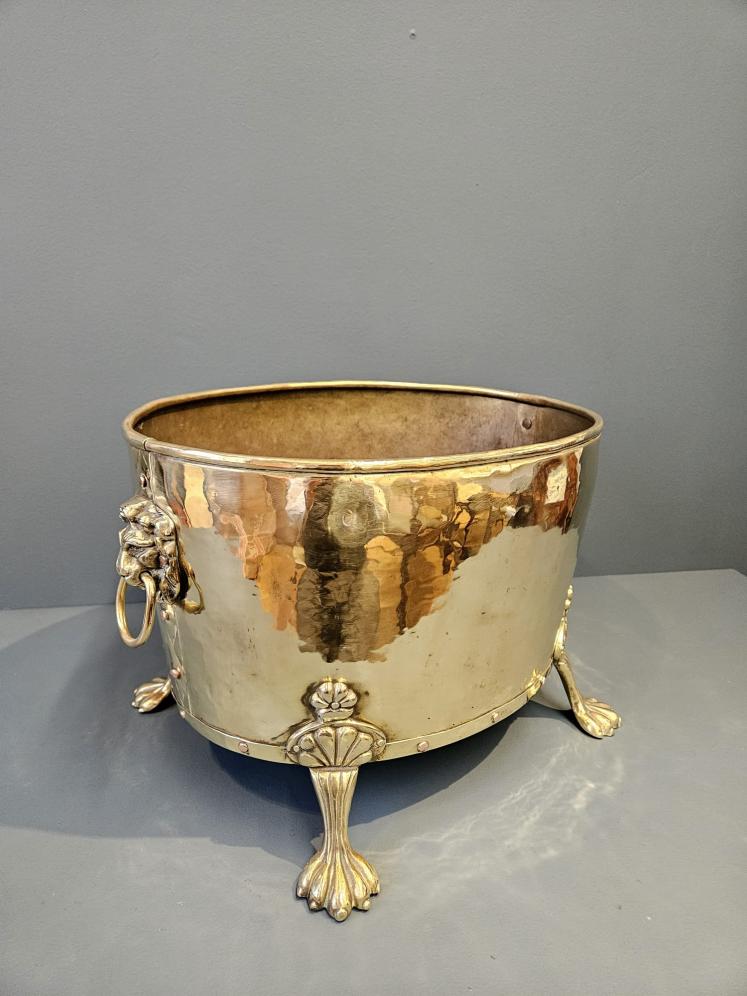 Victorian Brass Log Bin or Planter - Image 1