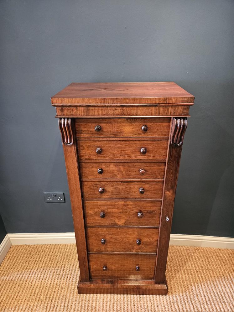 Early Victorian Rosewood Secretaire Wellington Chest  - Image 8