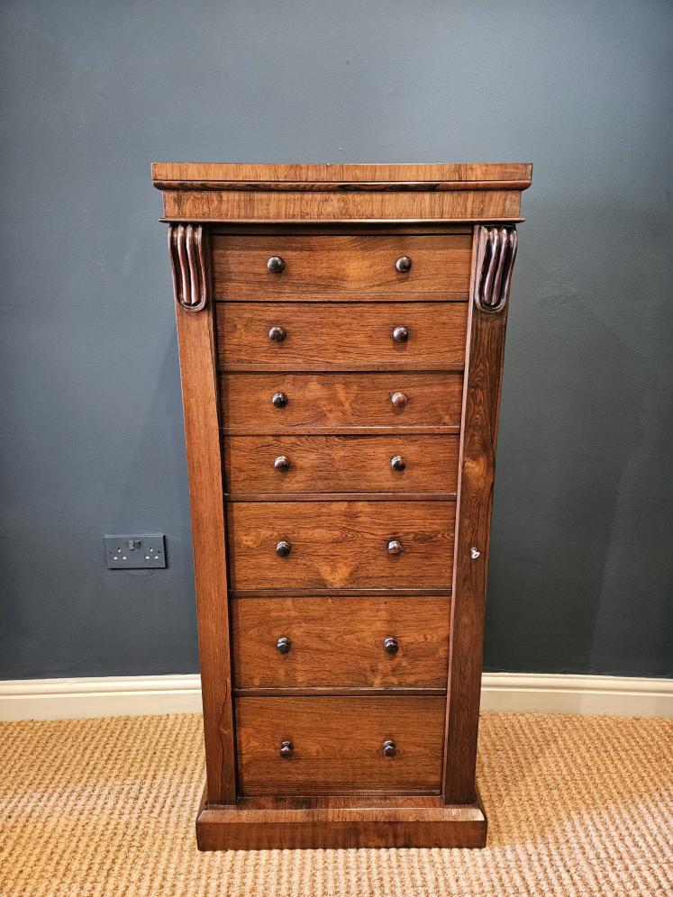 Early Victorian Rosewood Secretaire Wellington Chest  - Image 1