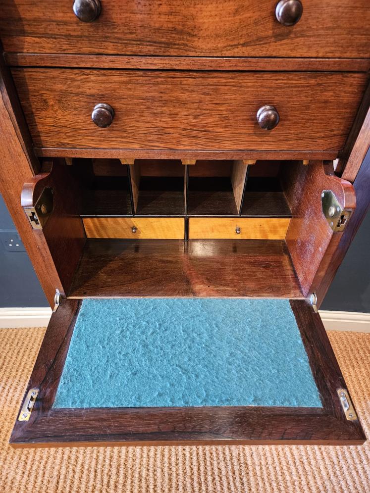 Early Victorian Rosewood Secretaire Wellington Chest  - Image 6