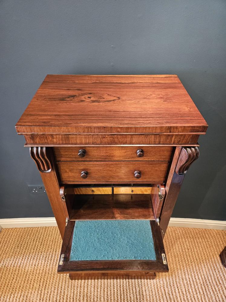 Early Victorian Rosewood Secretaire Wellington Chest  - Image 5