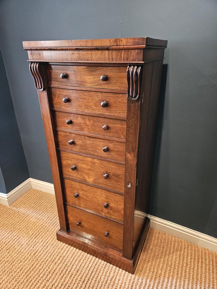 Early Victorian Rosewood Secretaire Wellington Chest  - Image 3