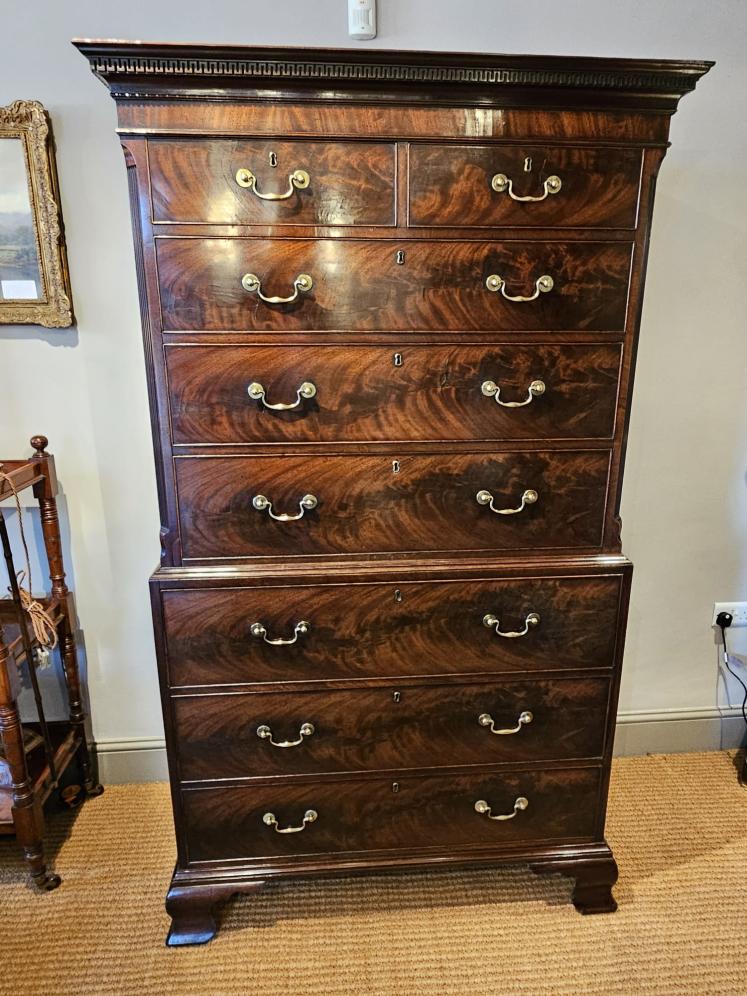 George III Mahogany Secretaire Chest on Chest - Image 2