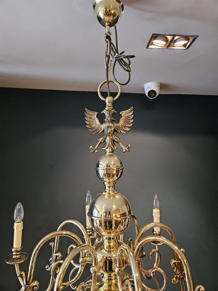 Edwardian Eight Arm Brass Chandelier - Image 4