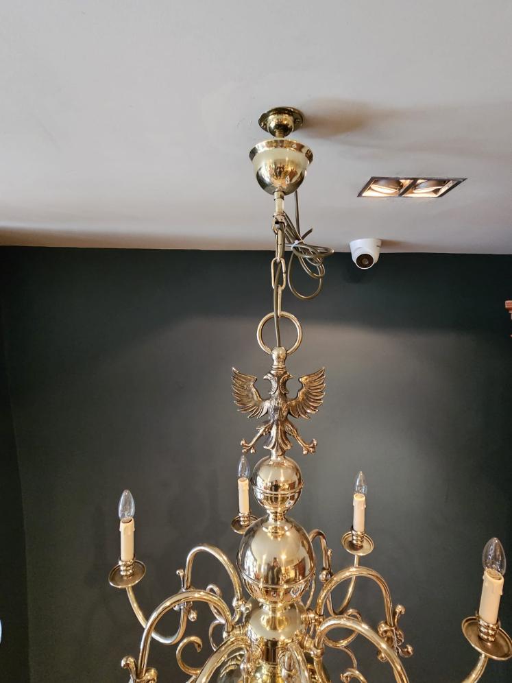 Edwardian Eight Arm Brass Chandelier - Image 3