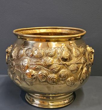 Victorian Embossed Brass Planter