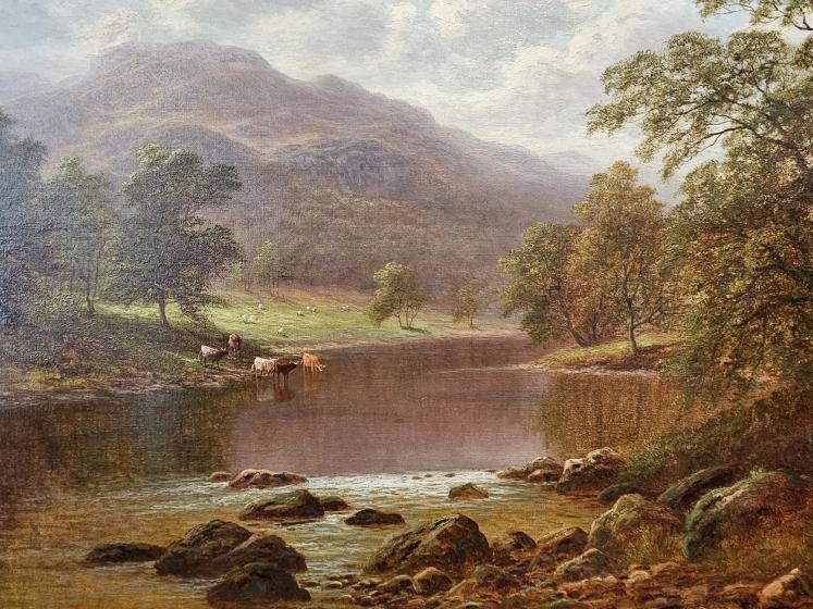 Large Oil on Canvas Painting 'On the Lledr' by William Mellor - Image 2