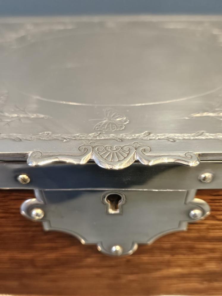Victorian Oak and Silver Plated Tea Caddy - Image 4