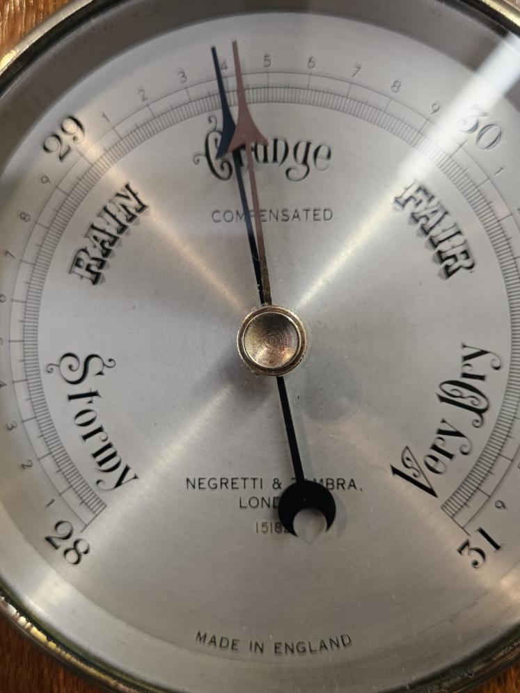 Victorian Negretti and Zambra Oak Cased Barometer - Image 3